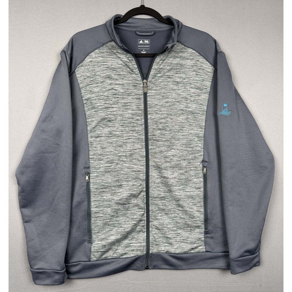 Adidas Gray Track Jacket Mens Medium M Full Zip Hooded Sweatshirt‎ Soccer Logo